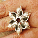Silver whelk flower ring