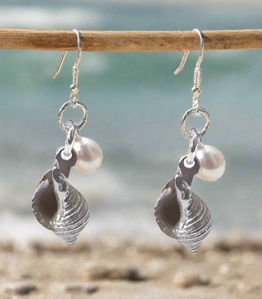 Silver whelk  earrings by pa-pa