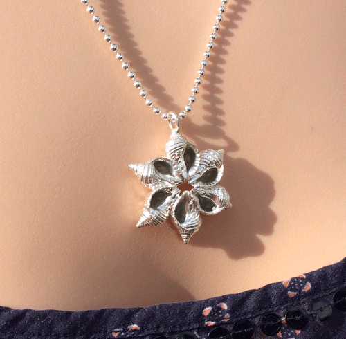 Silver whelk shell necklace by UK designer Pa-pa