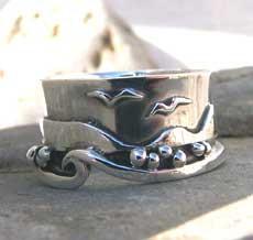 Worm's head Gower landscape ring SILVER